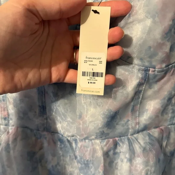 Francesca's Light Blue and Pink Floral Dress - Picture 3 of 3